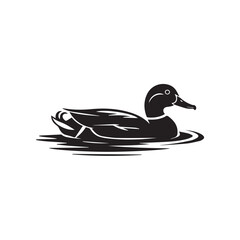 Wild Duck with Cattails Vector Illustration