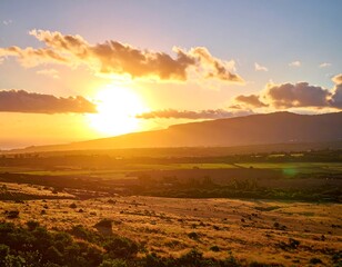 Golden sunset over a valley