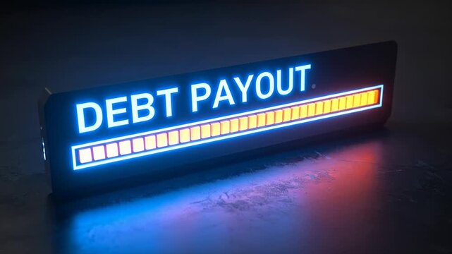 Debt Payout Progress: Financial Freedom Achieved with Glowing Progress Bar Animation