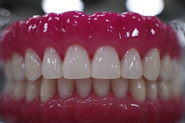 Obraz premium Bright white dental model on display showcasing realistic gum and tooth detail for educational purposes