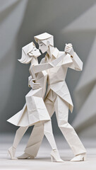 dancing couple tango paper cut origami