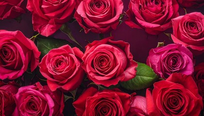 Obraz premium Close-up of many vibrant red roses