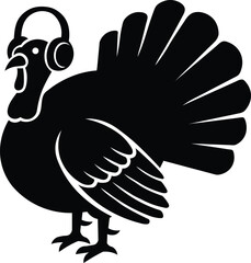 Groovy Thanksgiving Turkey A Fun Black and White Illustration