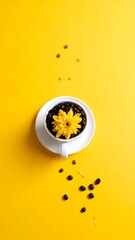 Coffee flower in white cup