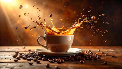 Coffee splash in a cup