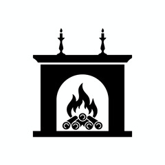 Vector art of elegant fireplace with burning logs and candles, a cozy and inviting addition to any home interior design