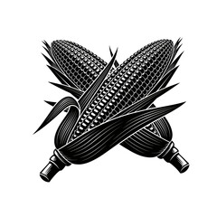 Vector art of crossed ears of corn on the cob, , a symbol of abundance and prosperity, a delicious and nutritious food