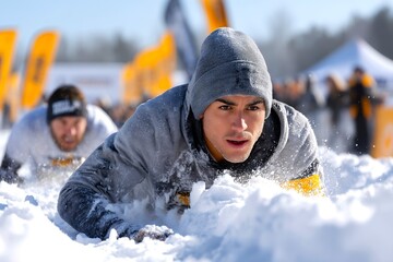 Winter Athletes Tackle Challenging Obstacle Course in Snow Race