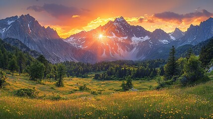 Obraz premium Majestic Mountain Sunrise