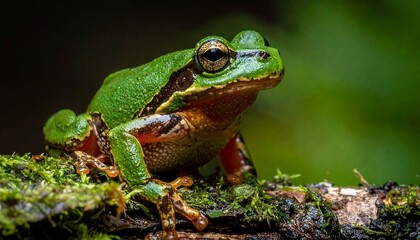 Fototapeta premium Close-up of a vibrant green frog (2)
