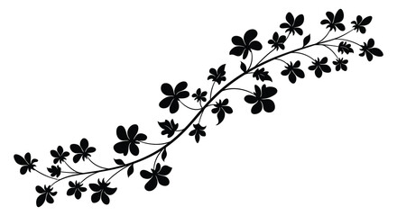 a delicate floral vine with blossoms extending gracefully across