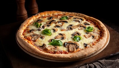 pizza with mushrooms and cheese