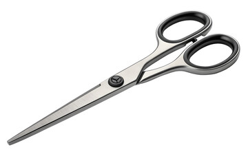 Obraz premium Metallic Scissors with Symmetrical Blades and Looped Handles – Professional Cutting Tool Featuring Sleek Design and Pivot Joint for Craft, Tailoring, or Hairdressing Branding