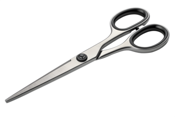 Metallic Scissors with Symmetrical Blades and Looped Handles – Professional Cutting Tool Featuring Sleek Design and Pivot Joint for Craft, Tailoring, or Hairdressing Branding