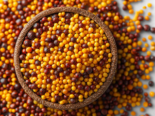 mustard seeds on white background