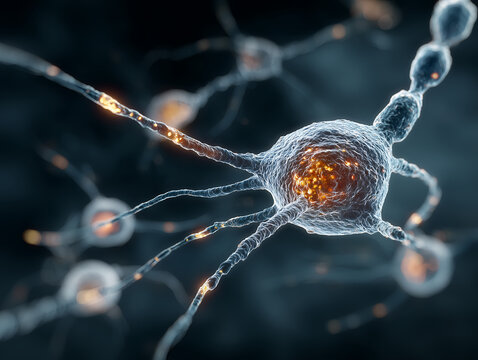 3d render of a neuron cell