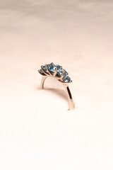 a beautiful ring with blue marambaia-topas from brasilien side view