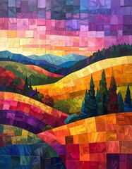 Colorful patchwork landscape