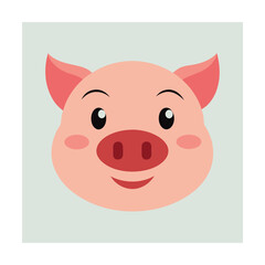 Cartoon Pig Head with Cute Expression Artwork  