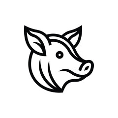 Line Art Pig Head with Smooth Curves Minimalist  