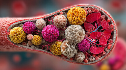 Renal pathology illustration showing chronic kidney disease effects tissue medical educational diagram highlighting anatomy and cellular changes