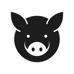 Minimal Pig Head Silhouette with Clean Design  