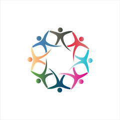 Community Unity Logo | Colorful People Circle Symbol Design