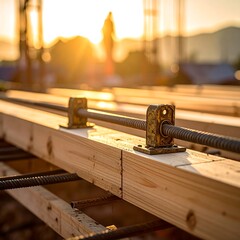 Construction site at golden hour