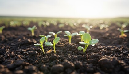 Young sugar beet plants of new strain emerging from soil emphasizing earlystage development and promise of improved agricultural yield.