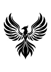 Majestic Phoenix Silhouette with Outstretched Wings