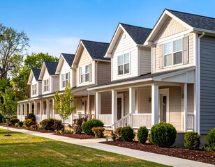 Row of charming houses with porches