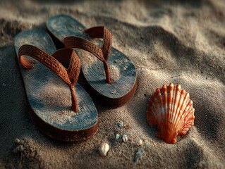 flip flops on the beach