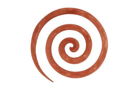 Continuous orange spiral forming a circular pattern, isolated on a transparent background, ideal for design projects