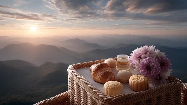 Mountain Top Breakfast Delights Enjoy Sunrise Clouds