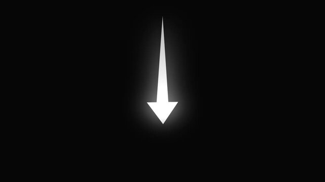 White  Down Arrow Animation &ndash; Modern Directional Pointer Icon for Navigation and Motion Graphic Transitions