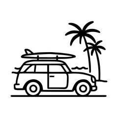 car on the beach vector