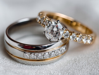 wedding rings on white background