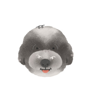 Adorable Hand-Drawn Cartoon Black & White Poodle Puppy, Cute Dog Illustration, Playful Pet Character for Kids and Creative Design, Children's Book Design, Transparent Png