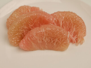 Pomelo orange, peeled and close up