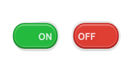 on and off buttons png, green and red buttons isolated on white background