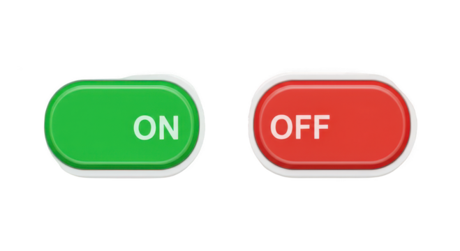 on and off buttons png, green and red buttons isolated on white background