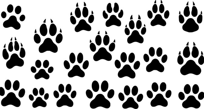 Heart and pet paw print dog cat icon
