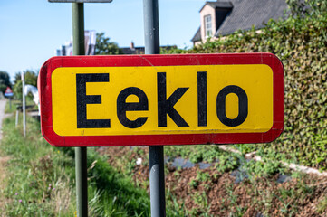 Obraz premium Road sign of the city of Eeklo, East Flanders, Belgium