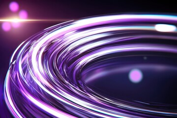 A vibrant, swirling pattern of purple light creates a dynamic visual effect, suggesting energy and motion.