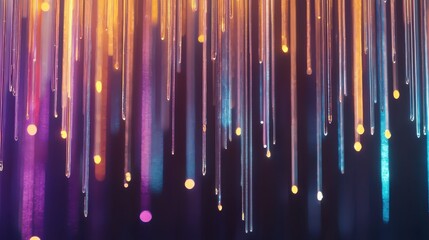 A colorful abstract design featuring vibrant streaks and dots of light against a dark background, creating a dynamic and energetic visual effect.