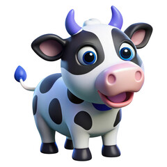 Naklejka premium 3d adorable cartoon cow character friendly farm animal transparent background