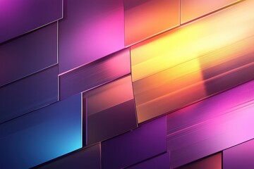 A vibrant abstract pattern featuring colorful, overlapping panels with varying shades of purple, blue, and orange, creating a dynamic visual effect.