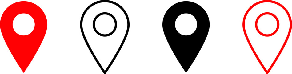 Collection of various location pin icons, map pointer set, place indicator © Grecia