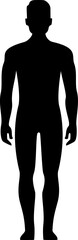 Clean and simple human body silhouette design, full body black male figure, medicine, fitness