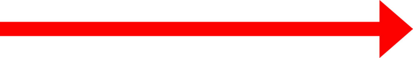 Simple and bold red arrow design; basic directional symbol, movement or direction